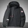 Chamarra con Capucha Cortavientos para Hombre 2026 Primavera y Otoño Resistente al Viento para Exteriores Chaqueta de Trabajo Multibolsillos Talla Grande Abrigo Casual para Hombres
