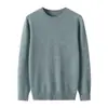 Nuevo Suéter de Lana Australiana de Cuello Redondo para Hombre de Primavera y Otoño Top Casual Camiseta Base de Color Sólido Suéter de Punto Versátil para Hombre