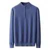 Nuevo suéter de punto grueso de cachemira para hombre, color liso, con cuello semi-alto, manga larga y cremallera, adecuado para ventas transfronterizas