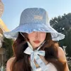 Chapéu de Pescador Polca Dot Coreano para Mulheres, Passeio de Verão, Cadarço, Moderno, Proteção UV, Aba Larga, Chapéu de Sol, Chapéu de Proteção Solar