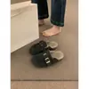 Pantuflas de mujer suaves, de suela gruesa y peludas para otoño e invierno, zapatos cálidos de algodón, sin cordones, punta cerrada, estilo media pantufla, zapatos de fieltro Birkenstock