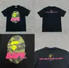 Camiseta unisex de manga curta da marca tendência BAPE, co-branded com design de camuflagem de cabeça de macaco, caimento solto de alta qualidade