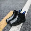 Botas de Lluvia para Cuatro Estaciones para Mujer, Botas de Lluvia Cortas con Forro de Felpa para Adultos, Zapatos Impermeables para Hombre, Zapatos de Goma Antideslizantes de Tubo Bajo, Cálidos y Duraderos