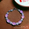 Pulsera de Moda Nueva con Incrustaciones de Calcedonia Rosa Hielo Chapada en Plata al por Mayor Ágata Blanca Versátil Pulsera de Jade Joyería Regalo