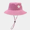 Estilo Vaquero Occidental Estrella de Cinco Puntas Lavado Vintage Sombrero de Sol de Montañismo Primavera y Verano Retro Camping al Aire Libre Vacaciones Sombrero de Pescador