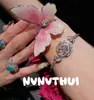 Cintilante Rosa Gotas Gem Colar Designer Banhado a Ouro 18K Apontou Zircon Rose Anel Pulseira