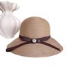Sombrero de Pescador Simple Estilo Japonés con Lazo y Flor de Perla para Mujer, Sombrero de Cubo Transpirable para el Verano con Protección Solar para Salidas de Vacaciones