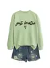 Amazon eBay sitio independiente casual simple para mujer "solo respira" letra corazón otoño e invierno nueva sudadera