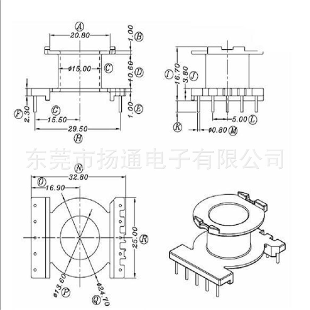 POT3019骨架立式5+5针 YT-3009