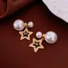 Pendientes Vintage de Flor de Aguja Plateada Ópalo Perla Retro de Alto Nivel Clavillos Exquisitos Versátiles