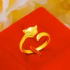 Nuevo Anillo de Latón Dorado con Forma de Zorro para Mujer, Anillo Imitación Oro 24K, Joyería de Oro de Arena Vietnamita al por Mayor