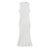 Verão Sexy Spice Girl Estilo Pequeno Decote Redondo Sem Mangas Cor Sólida Stretch Apertado Base Vestido Fishtail Dress