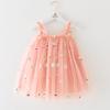 Saia de Verão Nova com Alças para Crianças Meninas Vestido Bordado Doce Vestido Infantil Vestido Princesa Venda por Atacado