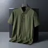 Nueva Camisa Polo de Seda Helada para Hombre Verano 2026, Secado Rápido, Transpirable, Fresca, Manga Corta, Casual de Negocios, Color Sólido, Camiseta con Cuello de Solapa