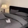Juego de ropa de cama de cuatro piezas de alta cuenta, 100% algodón, lavado, tejido grueso, jacquard tridimensional, perchado, estilo retro, que incluye una funda de edredón de algodón puro, sábana y sábana bajera