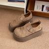 Zapatos de Plataforma Elevada Estilo Mori Retro Punta Redonda Burken para Mujer Nuevo Estilo Primavera y Otoño 2025 Zapatos sin Cordones Perezosos Zapatos de una Sola Capa