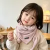 Cachecol Triangular Jacquard Liso Unissex para Bebê, Protetor de Pescoço Duplo com Pompons Estilo Coreano para Outono e Inverno, Cachecol Simples Protetor de Pescoço Infantil