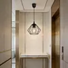 Lámpara Colgante E27 Forma de Jaula Hierro Negro Estilo Industrial, Minimalista Nórdico Comedor Barra de Bar Dormitorio Lámpara Colgante Geométrico de Rejilla