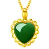 Colgante de calcedonia con incrustaciones en forma de corazón, collar de jaspe hetiano de imitación, corazón de melocotón, colgante de jaspe de encaje chapado en oro para esposa