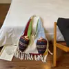Bolsa de compras de tricô de grande capacidade para mulheres, nova coleção outono 2026, bolsa de ombro estilosa para compras, bolsa de compras de desenho animado para o dia a dia