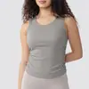 Camiseta deportiva de canalé para mujer, prenda exterior de verano, secado rápido, disimula los rollitos laterales, corte ajustado, cuello redondo, top de yoga sin mangas