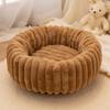 Cama Quente e Espessa para Cães Resistente a Mordidas Cama para Animais de Estimação Tapete para Animais Listrado Cama Redonda para Gatos Cama Espessa para Gatos de Pele de Coelho