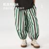 J202 Pantalones de Diseño para Niños Antimosquitos Bloque de Color Raya Vertical Pantalones al Tobillo para Niños Verano Delgados Algodón Puro Pantalones para Niños