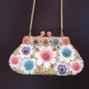 2021 Color Esmalte Margarita Pequeña Goteo de Aceite Diamante Bolso de Cena Comercio Exterior Bolso de Cosméticos Totalmente Cubierto de Diamantes Bolso de Mano Flor Nuevo Bolso para Mujer