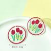 Pendientes con estampado en relieve de tulipán en lámina acrílica de Corea del Sur, accesorios redondos y bonitos, colgantes