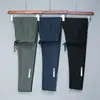 Pantalas Esportivas Masculinas de Seda Fina para Verão, Marca Tendência, Corte Slim, Secagem Rápida, Moda Outdoor, Elásticas, Longas, Casuais