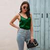 Camisola pequeña de satén de seda simulada con cuello en V para mujer, ropa exterior, top sin espalda para mujer, suministro especial transfronterizo