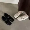 Bailarina Deportiva Cómoda Antideslizante Moño Piel de Oveja Mary Jane 2026 Otoño Tacón Bajo Punta Cuadrada Piel Genuina Hebilla Zapatos Individuales