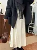 Falda plisada de punto gris, estilo coreano para otoño e invierno, versátil, adelgazante, engrosada, cálida, suave, tipo cera para mujer