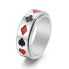 Anillo giratorio de acero de titanio para póquer de gran venta para hombre, creativo, negro y rojo, ciruela, cuadrado, de transferencia, pulsera en stock