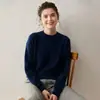 26 Nuevo Jersey de Punto de Cachemira Rojo Otoño/Invierno, Camiseta Base de Cuello Redondo para Mujer de Manga Larga, Versátil, Suave, Agradable para la Piel y Cálido