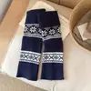 Cubiertas para Calcetines Fair Isle de Otoño e Invierno, Calcetines de Punto Holgados Estilo Bosque Retro, Combinados con Botas de Nieve, Calentadores de Pantorrilla de Invierno Engrosados y Cálidos
