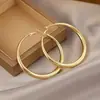 Un Par de Pendientes de Aro Retro con Estilo Europeo y Americano, Diseño de Círculo Geométrico de Alta Gama, Chapado en Oro