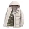 Moda de Invierno 2026 Versátil Engrosado Cálido con Capucha Casual Color Sólido Cárdigan Abrigo de Algodón Ropa Exterior para Hombre