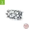 Cuentas originales de plata esterlina 925 de la serie Flower, pulsera de cuentas vintage de moda, accesorios de joyería DIY SCC1488