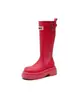 Botas altas clásicas para mujer con plataforma, que aumentan la altura, adelgazantes y alargan las piernas, rojas, suaves y cómodas, modernas botas de montar para mujer