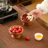 Prato de Frutas Transfronteiriço com Alto Valor Estético para Uso Doméstico, Prato de Madeira Simples para Sobremesa e Frutas Secas com Pés Altos, Prato de Frutas de Madeira para Exportação