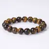 Pulseira de pedra olho de tigre amarelo natural, fio único com contas redondas, estilo unissex, acessório de mão de luxo leve, atacado do fabricante
