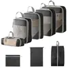 Set de 10 Bolsas de Almacenamiento de Viaje de Compresión Cuidadosamente Seleccionadas, Bolsa de Almacenamiento de Malla con Cordón para Empacar por Separado, Bolsa Organizadora para Equipaje, Maquillaje y Artículos de Tocador