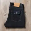 Calça Jeans Casual Masculina Europeia de Primavera/Verão Fina Azul-Preta Elástica Solta de Cintura Alta em Algodão Lyocell com Barra Reta