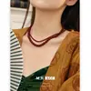 Nova Moda Estilo Chinês High-End Colar com Contas Vermelhas Festivas Contas Redondas Design Retrô Feminino Corrente para Clavícula Colar Venda por Atacado