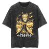 Camiseta Streetwear Hip Hop Naruto Anime Camiseta Gráfica Harajuku Algodón 2025 Verano para Hombre Negra Lavada