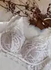 Lingerie Sexy Estilo Francês para Mulheres, Bordado em Renda, Média-Fina, Push-Up, Sem Aro em U Lindo Conjunto de Sutiã para Seios Pequenos