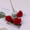 Flores Artificiales con 3 Cabezas, Rosas de Diamante, Flores de Seda para Decoración del Hogar, Arreglos para Mesa de Café de Sala, Decoraciones para Mesa de Comedor, Fondo de Flores Falsas para Bodas