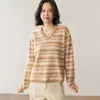 Moda Versátil de Malha Jacquard Grossa com Blocos de Cor Fair Isle Vintage Manga Longa 25 Outono/Inverno Suéter Base de Caxemira para Mulheres Gola V