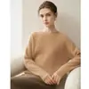 Suéter de Punto para Mujer 100% Cachemira Pura, Nuevo en Otoño, Patrón Ondulado, Cuello Redondo, Top de Ajuste Relajado Simple